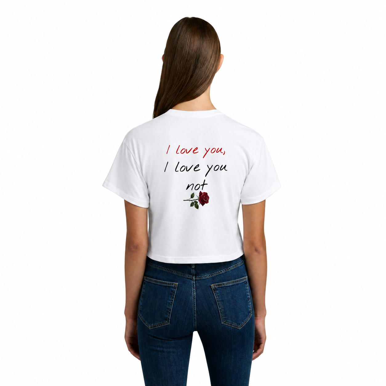 Women's "I love you, I love you not" cropped T